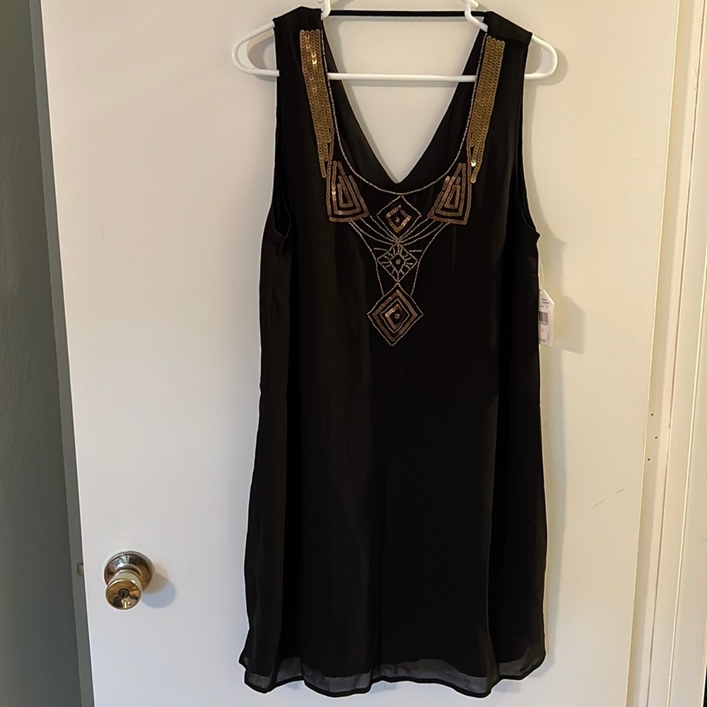 NWT Made for Fashion Week Impulse Macy’s Sequin Gem Black & Bronze Dress